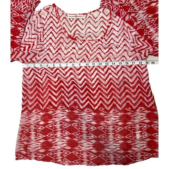 Altar’d State‎ Boho Top Semi Sheer Peasant Blouse Flare Slit Sleeves Women Small - Picture 6 of 10